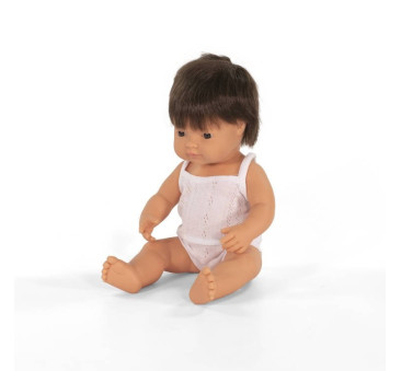 Europejczyk Brązowe Włosy 38 cm - Lalka Chłopiec Europejczyk Brązowe Włosy - Miniland Doll - Miniland