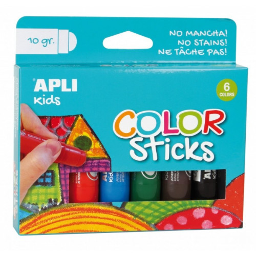 6 Kolorów Farby w Kredce - Apli Kids