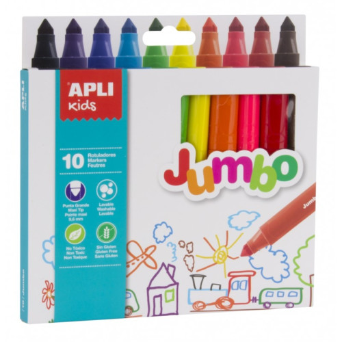 10 Kolorów Flamastry Jumbo - Apli Kids