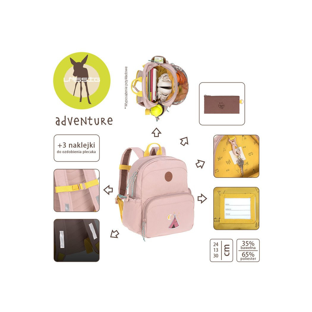 Tipi - Plecak z Termoizolacyjną Kieszenią i Naklejkami Adventure - Lassig