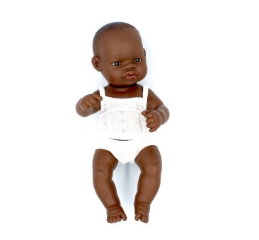 Afrykańczyk 32 - Lalka Chłopiec Afrykańczyk 32 cm + Ubranko Miniland Baby - Miniland Doll - Miniland