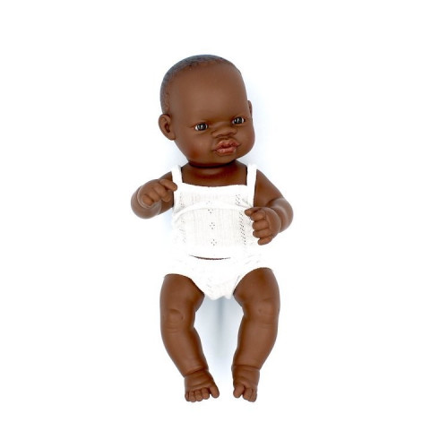 Afrykańczyk 32 - Lalka Chłopiec Afrykańczyk 32 cm + Ubranko Miniland Baby - Miniland Doll - Miniland