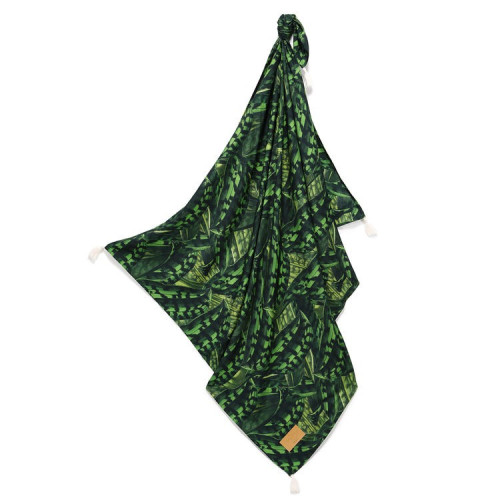 WYPRZEDAŻ Bambusowy Otulacz - Verde Pantera - King Size - Mgiełka-  Bamboo Fringe - By M. Tyszka - La Millou 110x140cm