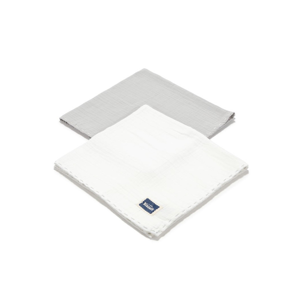 WYPRZEDAŻ Stone & Off White - Pieluszka 100 % Cotton Muślin - 2 pack - Biscuit Collection - La Millou