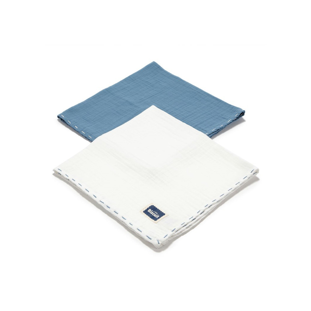 WYPRZEDAŻ Navy & Off White - Pieluszka 100 % Cotton Muślin - 2 pack - Biscuit Collection - La Millou