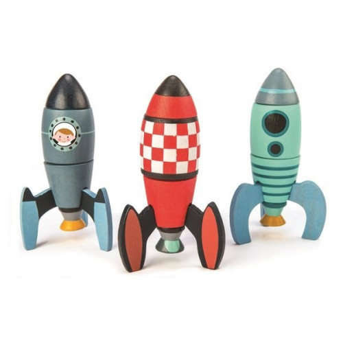 Drewniane Rakiety Kosmiczne - Zabawka konstrukcyjna - Tender Leaf Toys