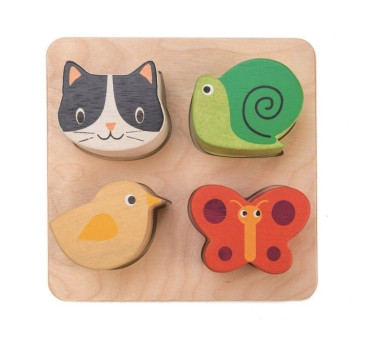 Zwierzęta Kształty i Faktury - Drewniana Zabawka Sensoryczna - Tender Leaf Toys