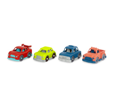 Zestaw 4 Mini Autek z Czerwoną Wyścigówką - 4 Mini Riders - Wonder Wheels