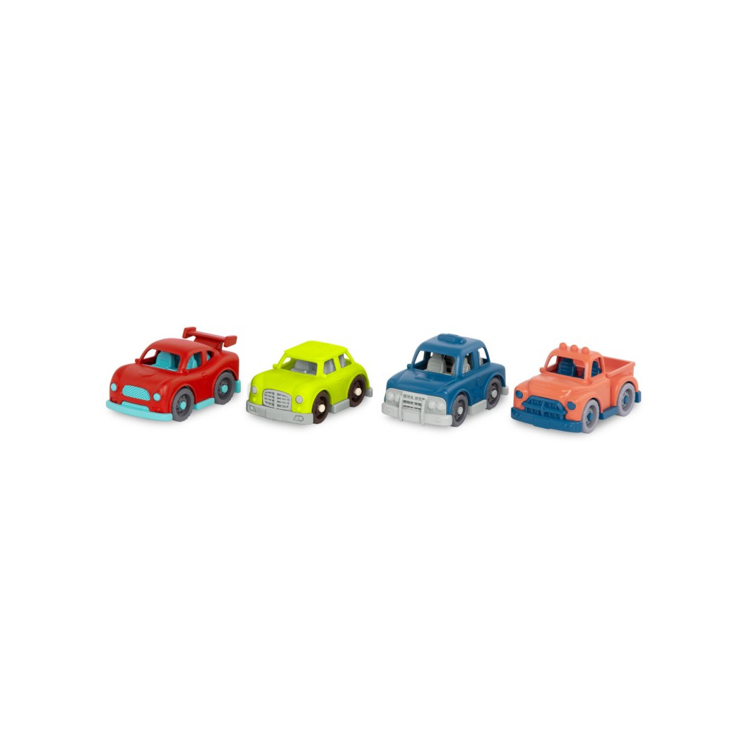 Zestaw 4 Mini Autek z Czerwoną Wyścigówką - 4 Mini Riders - Wonder Wheels