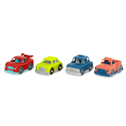 Zestaw 4 Mini Autek z Czerwoną Wyścigówką - 4 Mini Riders - Wonder Wheels
