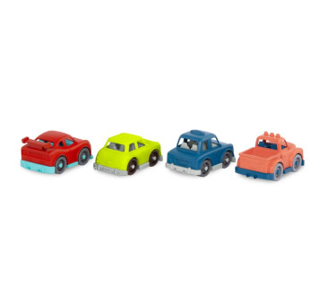 Zestaw 4 Mini Autek z Czerwoną Wyścigówką - 4 Mini Riders - Wonder Wheels