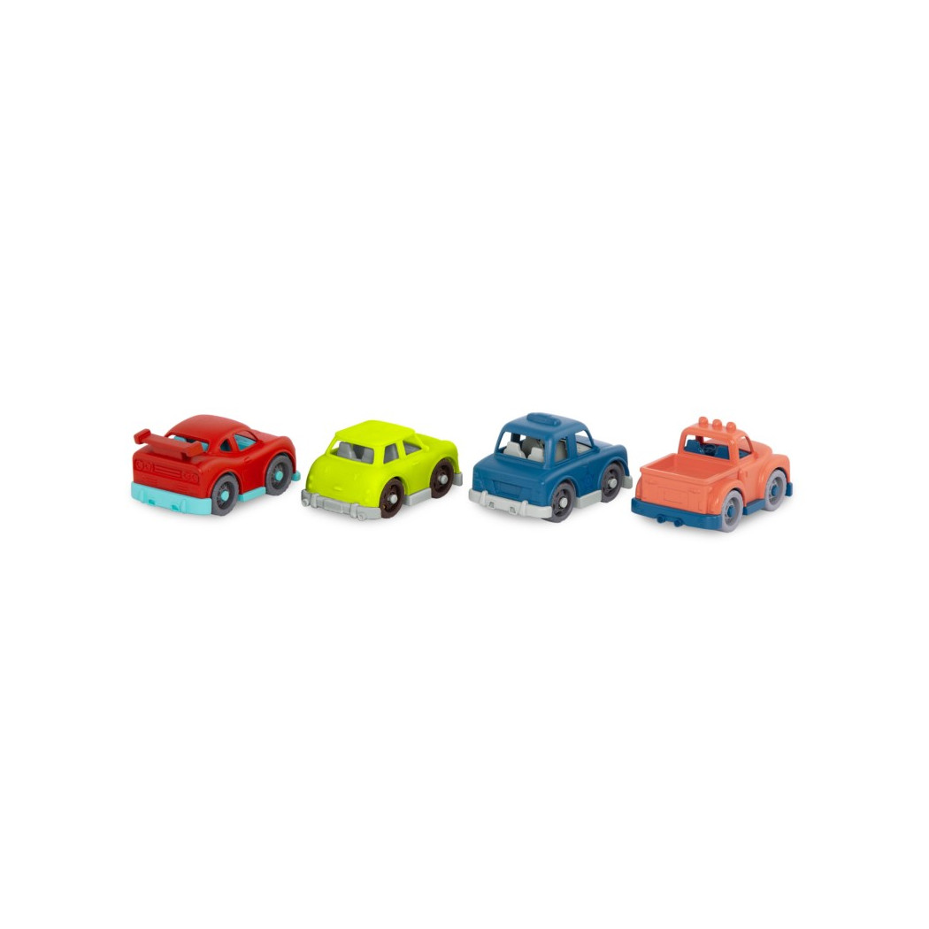 Zestaw 4 Mini Autek z Czerwoną Wyścigówką - 4 Mini Riders - Wonder Wheels