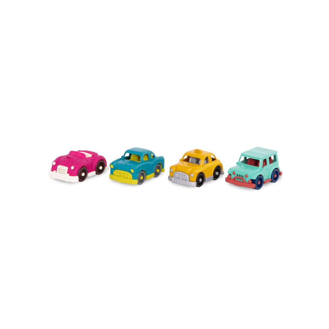 Zestaw 4 Mini Autek z Żółtą Taxi - 4 Mini Riders - Wonder Wheels