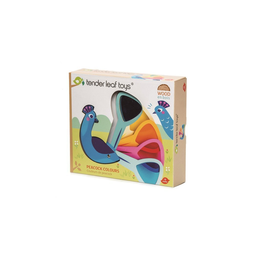 Paw z Kolorowymi Szybkami - Drewniana Zabawka Poznajemy Kolory - Tender Leaf Toys