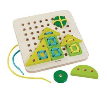 Drewniany Zestaw Do Nauki Sznurowania - Plan Toys - Montessori