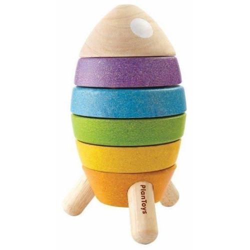 Drewaniana Układanka Kolorowa Rakieta - Plan Toys - Montessori