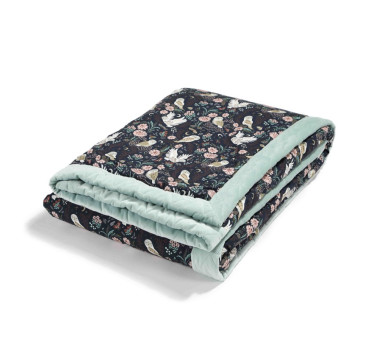 Koc/Narzuta - 140x200 cm - Magic Owl & Smoke Mint - Velvet Collection - La Millou