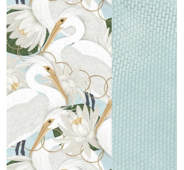 Heron In a Cream Lotus - Velvet Smoke Mint - Wkładka do wózka - Stroller Pad - La Millou - Organic Jersey Collection