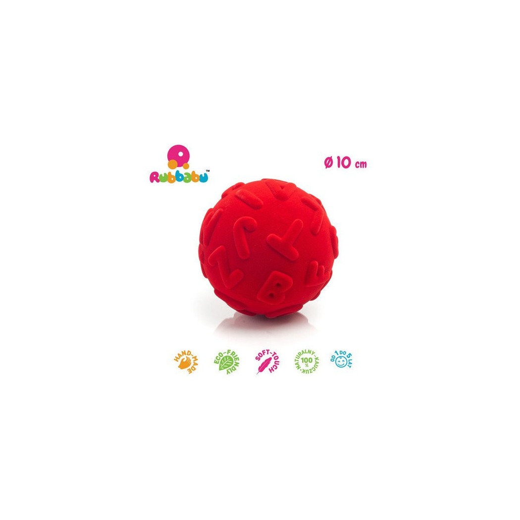 Sensoryczna Piłka Wielkie Litery - Czerwona - Rubbabu