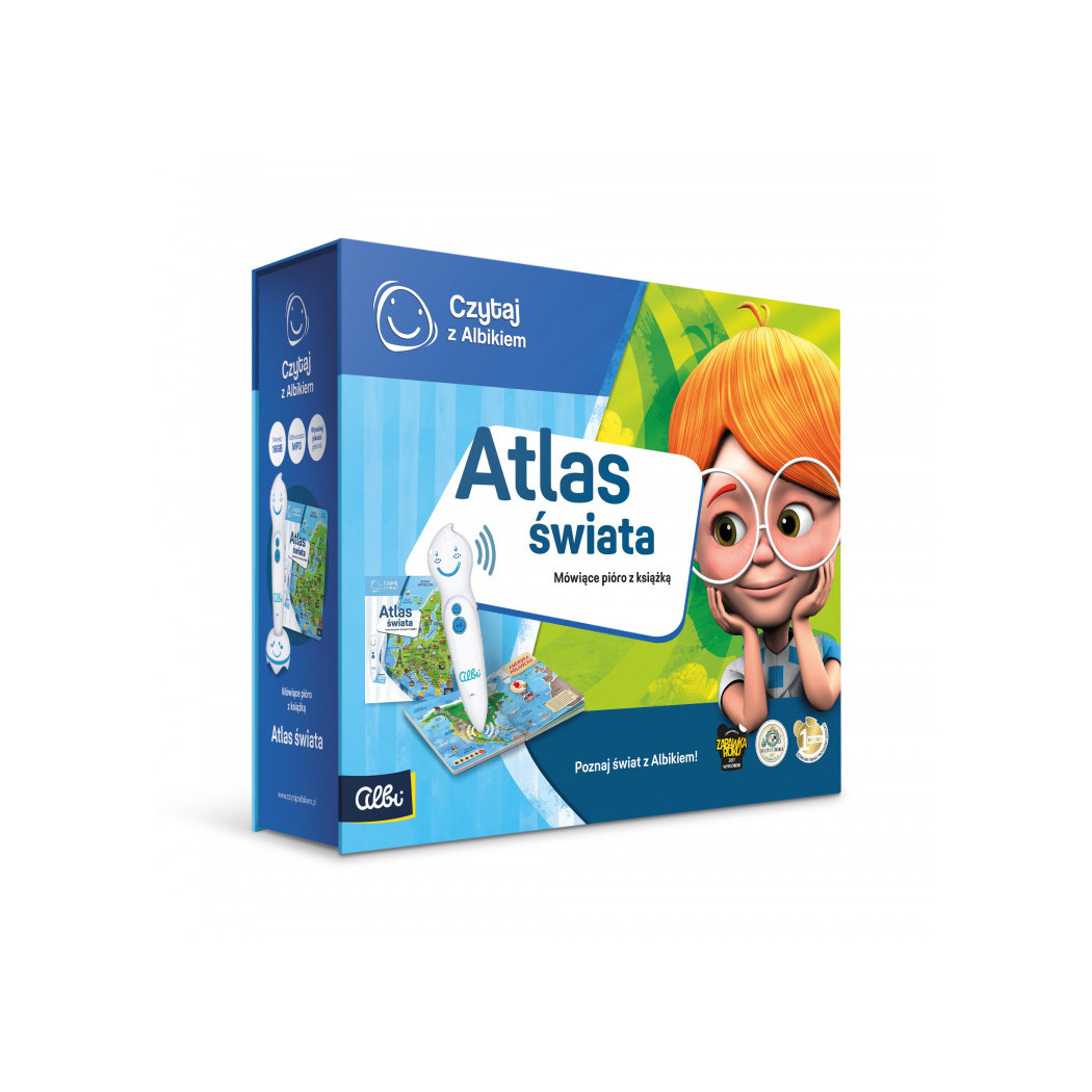Zestaw Atlas Świata - Mówiące Pióro z Książką - Czytaj z Albikiem - Albi