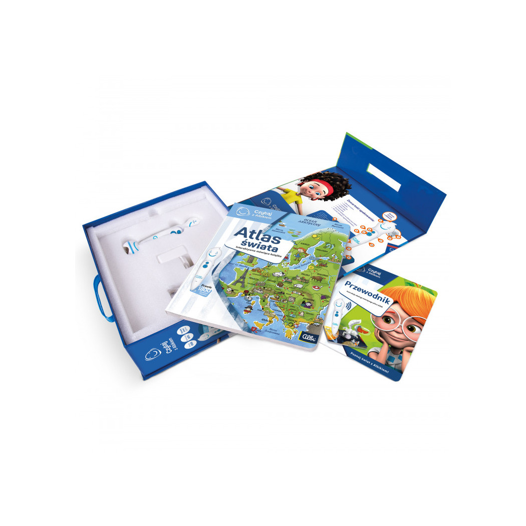 Zestaw Atlas Świata - Mówiące Pióro z Książką - Czytaj z Albikiem - Albi