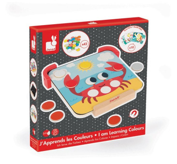 Uczę Się Kolorów - Drewniana Układanka Magnetyczna z Tablicą - Janod