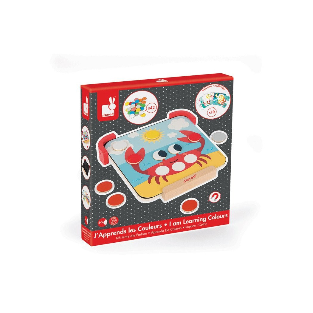 Uczę Się Kolorów - Drewniana Układanka Magnetyczna z Tablicą - Janod