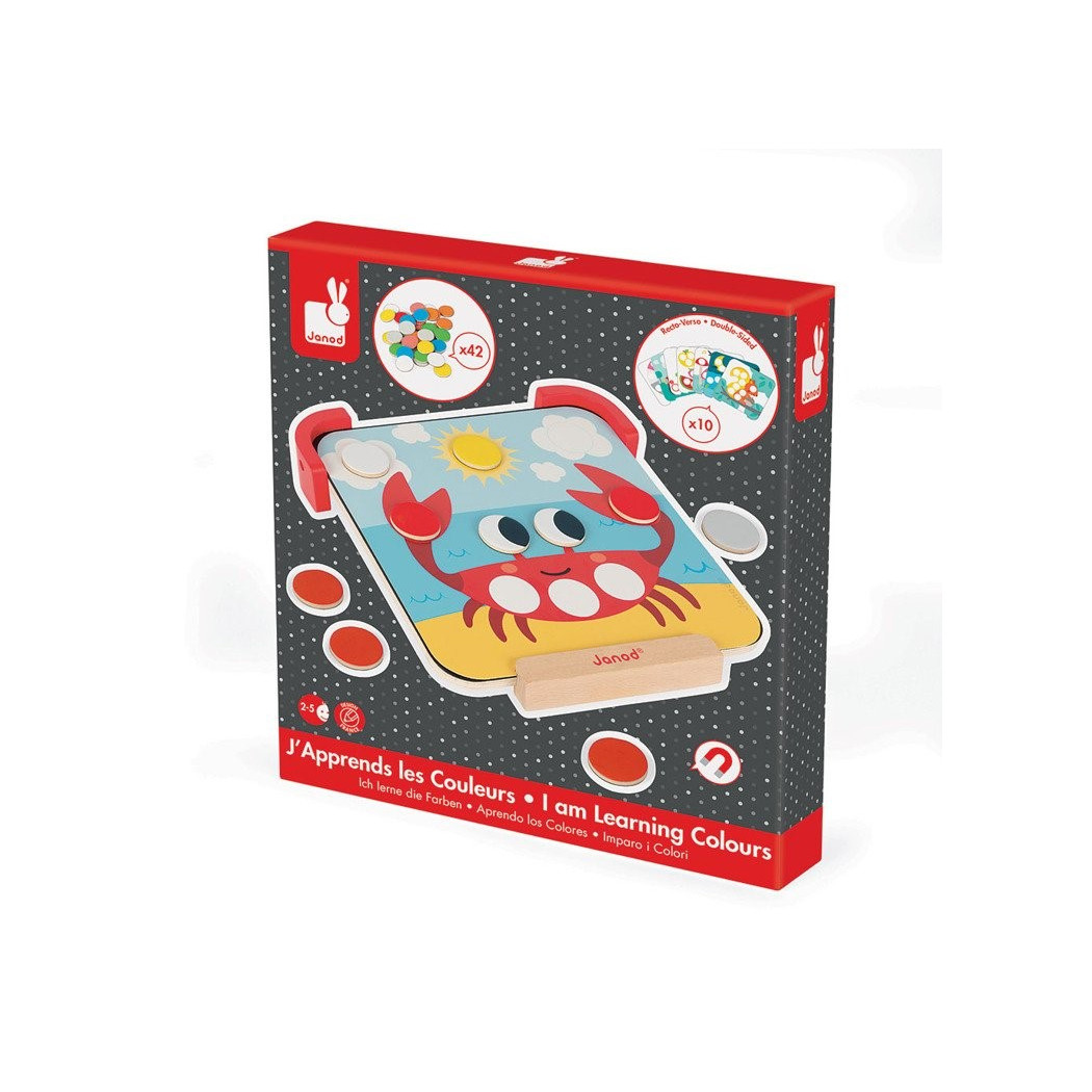Uczę Się Kolorów - Drewniana Układanka Magnetyczna z Tablicą - Janod