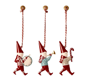 Zestaw Trzech Krasnoludków - Dekoracja Bożonarodzeniowa - Metal Ornament In Matchbox 3 Pixies - Akcesoria dla Lalek - Maileg