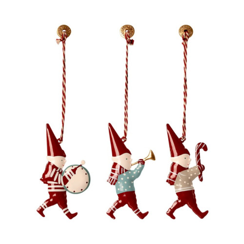 Zestaw Trzech Krasnoludków - Dekoracja Bożonarodzeniowa - Metal Ornament In Matchbox 3 Pixies - Akcesoria dla Lalek - Maileg