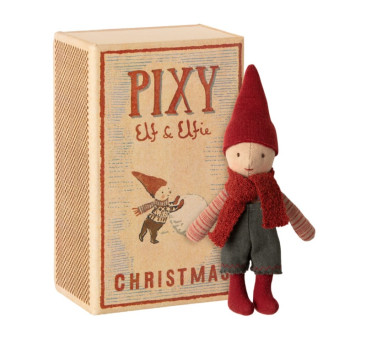 Krasnoludek w Pudełeczku - Dekoracja Bożonarodzeniowa - Pixy Elf In Box - Akcesoria dla Lalek - Maileg