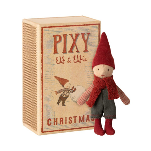 Krasnoludek w Pudełeczku - Dekoracja Bożonarodzeniowa - Pixy Elf In Box - Akcesoria dla Lalek - Maileg