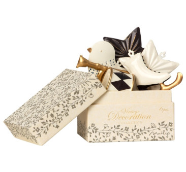 Ozdoby Choinkowe - Metalowe Dekoracje Bożonarodzeniowe 6 szt. - Metal Ornaments In Box Anthracite - Gold - Maileg