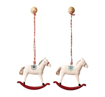 Koń Na Biegunach - Dekoracja Bożonarodzeniowa - Metal Ornament Rocking Horse - Akcesoria dla Lalek - Maileg