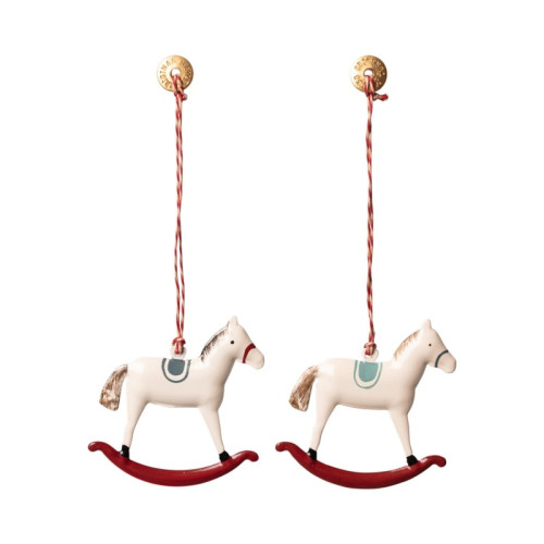 Koń Na Biegunach - Dekoracja Bożonarodzeniowa - Metal Ornament Rocking Horse - Akcesoria dla Lalek - Maileg