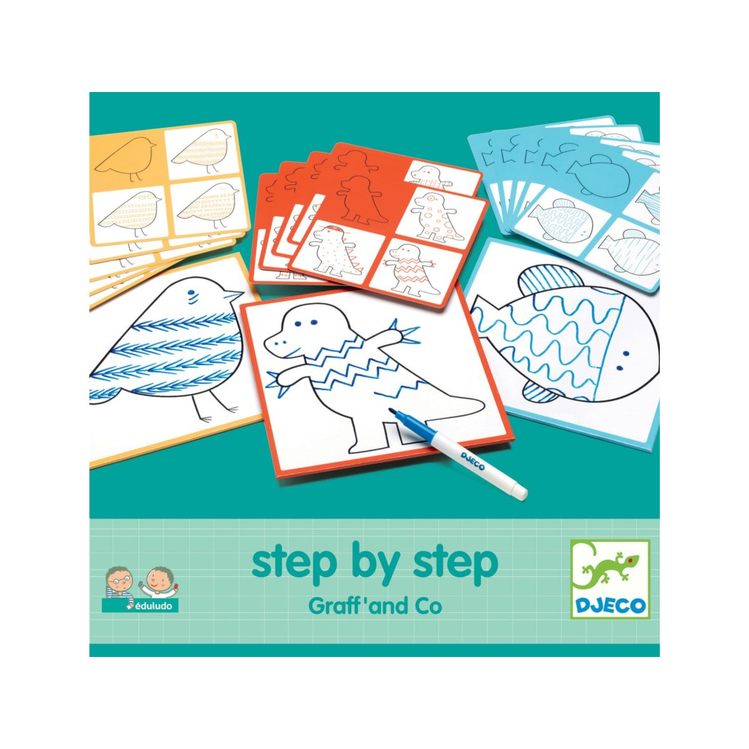 WYPRZEDAŻ Eduludo - GRAFF & CO - Karty Do Nauki Rysowania - Krok Po Kroku - Djeco