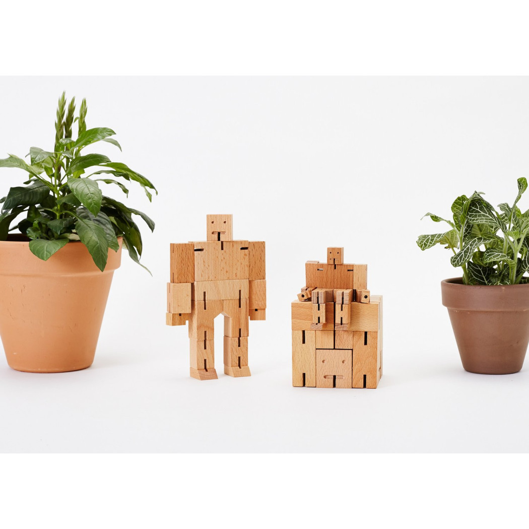 Small Natural - Drewniane Klocki Roboty - CUBEBOT