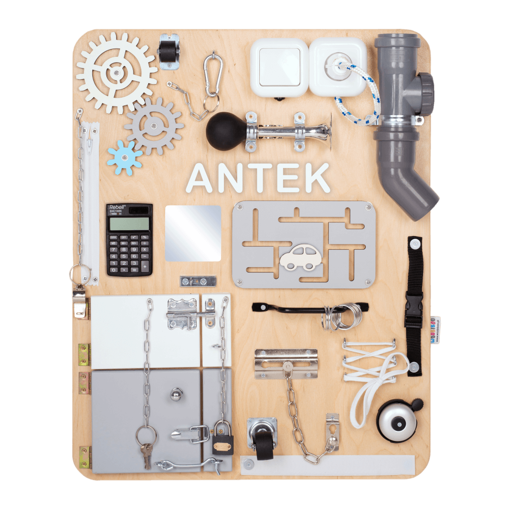Naturalna - Podwójna Tablica Manipulacyjna - z Kolorowymi Elementami - Montessori - Woobiboo
