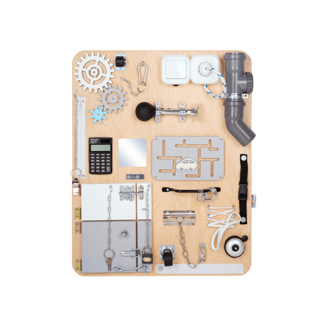 Naturalna - Podwójna Tablica Manipulacyjna - z Kolorowymi Elementami - Montessori - Woobiboo
