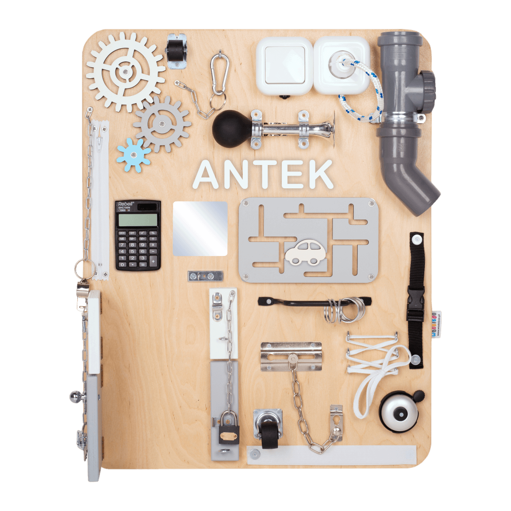 Naturalna - Podwójna Tablica Manipulacyjna - z Kolorowymi Elementami - Montessori - Woobiboo