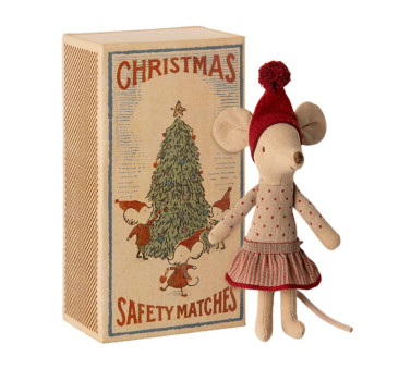 Świąteczna Myszka Dziewczynka w Pudełeczku - Christmas Mouse In Box - Big Sister - Maileg