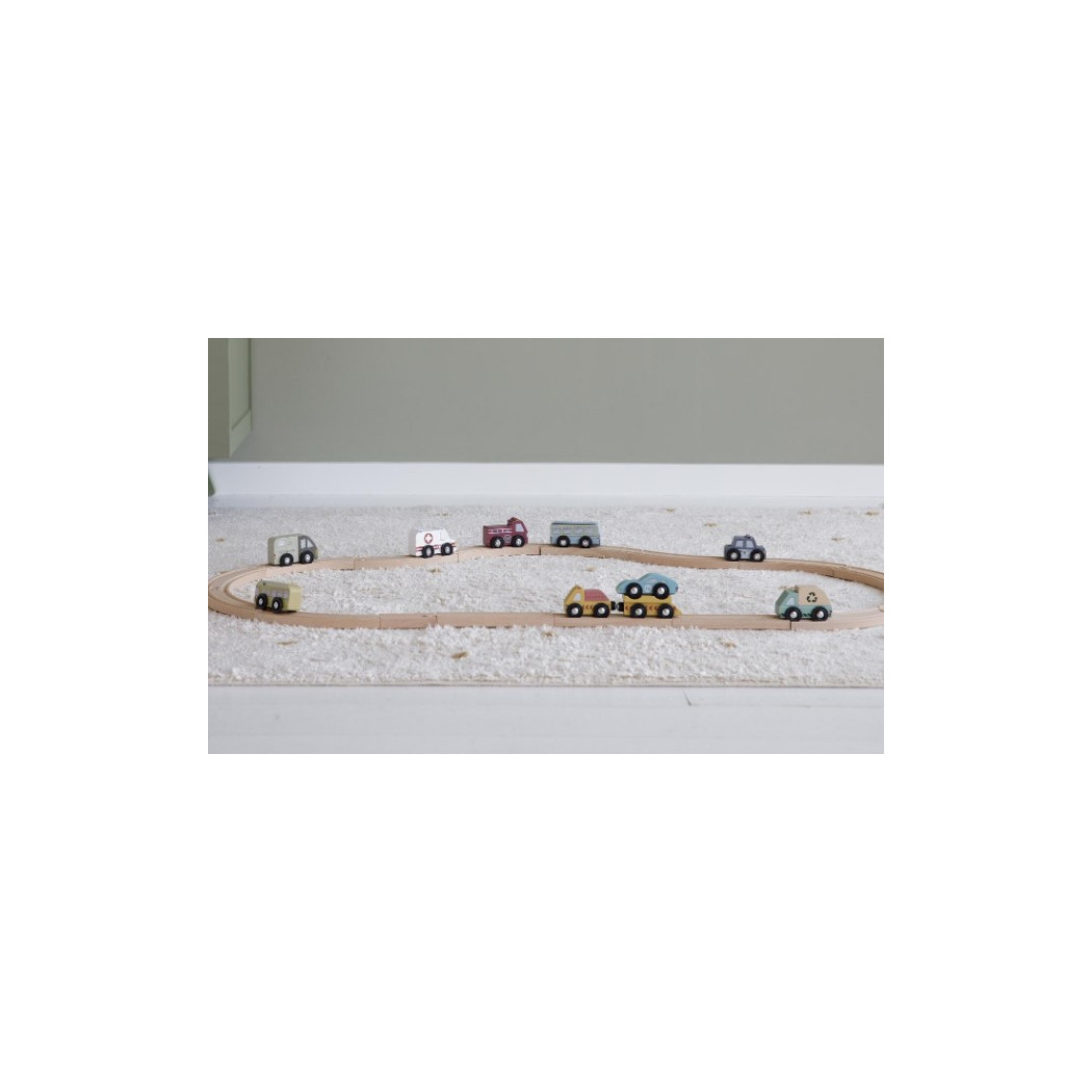 Zestaw 9  Drewnianych Pojazdów- Little Dutch