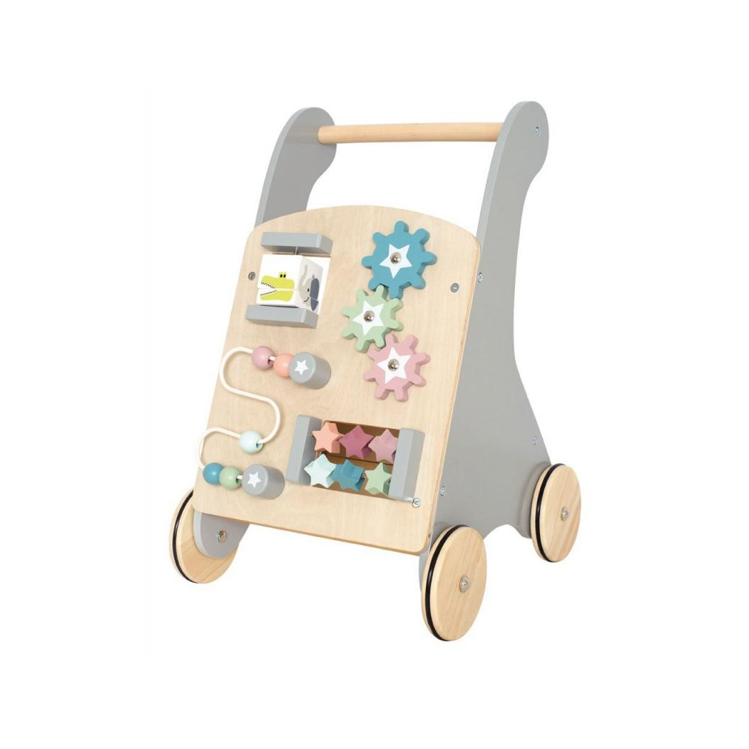 WYPRZEDAŻ Srebrny Drewniany Pchacz Chodzik - JaBaDaBaDo