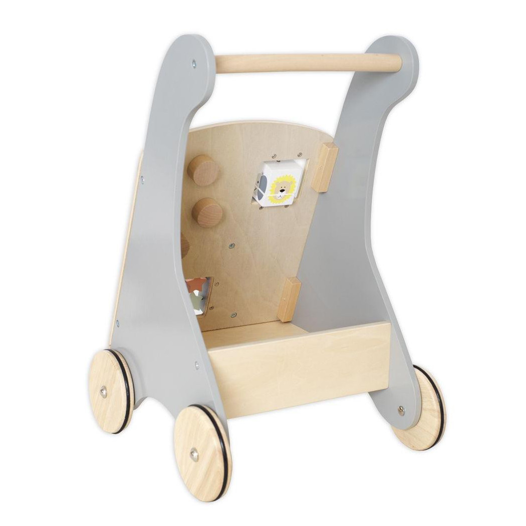 WYPRZEDAŻ Srebrny Drewniany Pchacz Chodzik - JaBaDaBaDo