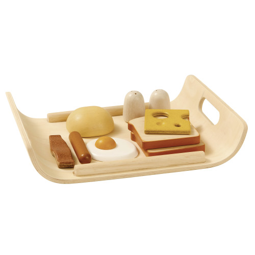 Śniadanie na tacy - drewniany zestaw do zabawy - Plan Toys - Montessori