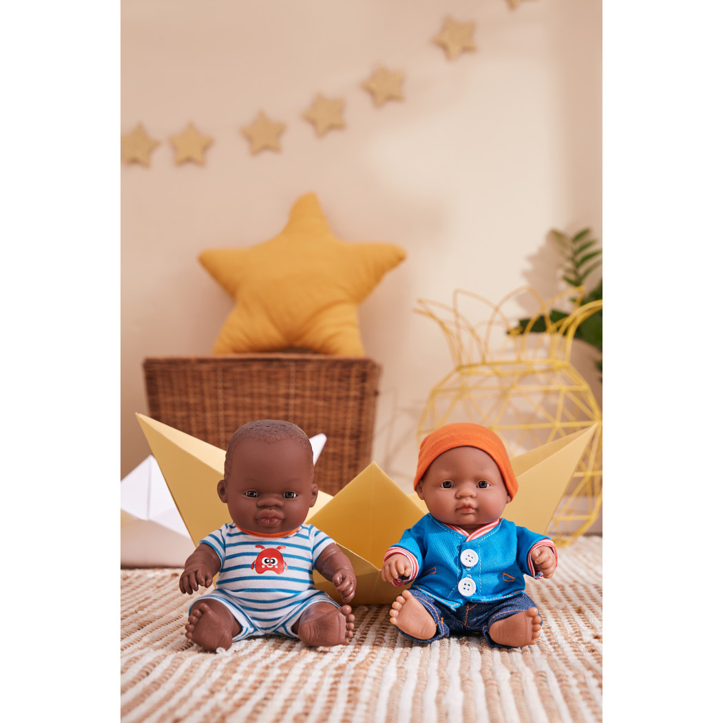 Afrykańczyk 21 cm - Lalka Chłopiec Afrykańczyk - Miniland Baby - Miniland