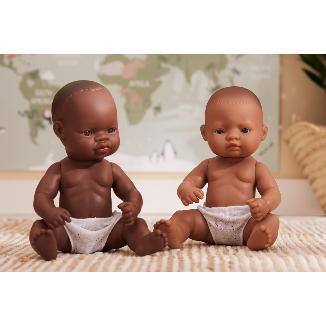 Afrykańczyk 32 - Lalka Chłopiec Afrykańczyk 32 cm + Ubranko Miniland Baby - Miniland Doll - Miniland