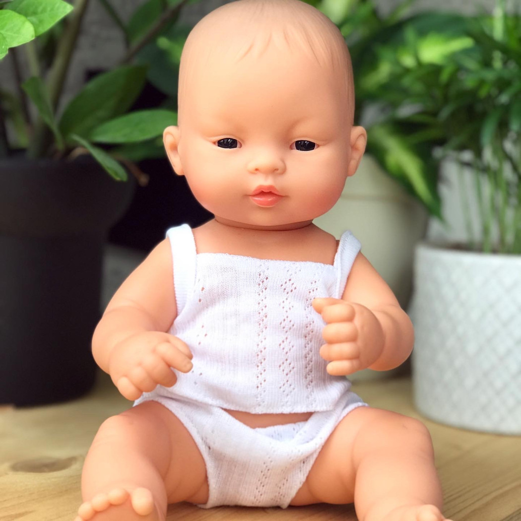 WYPRZEDAŻ Azjata 32 - Lalka Chłopiec Azjata 32 cm + Ubranko Miniland Baby - Miniland Doll - Miniland