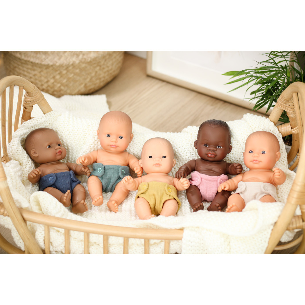 Afrykanka 21 cm - Lalka Dziewczynka Afrykanka - Miniland Baby - Miniland