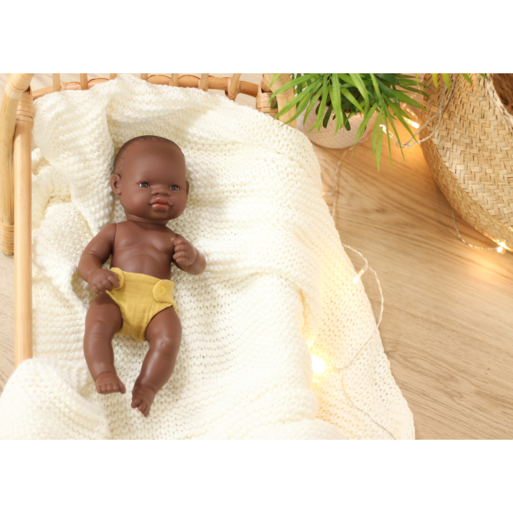 Afrykańczyk 32 - Lalka Chłopiec Afrykańczyk 32 cm + Ubranko Miniland Baby - Miniland Doll - Miniland